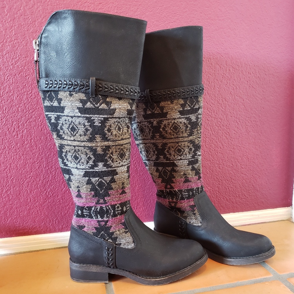 Madden Girl Wide-Calf Woven Boots